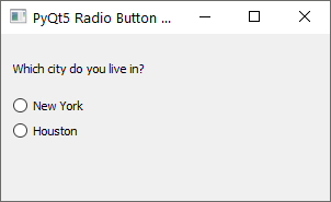 PyQt5 QRadiobutton ラジオボタンの基本的な例